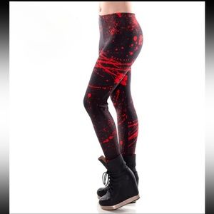 Black leggings with blood splatter style design
